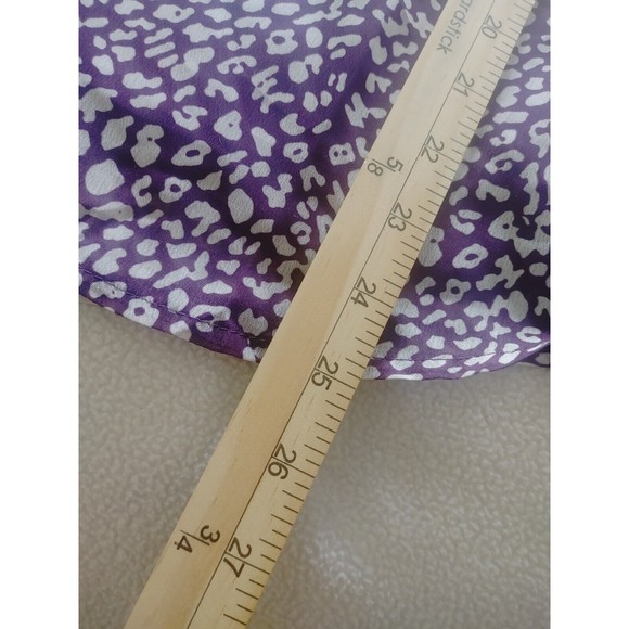 Ounaya Women's Long Sleeve Chiffon Blouse Size Small Purple and White Split Neck - Picture 6 of 6